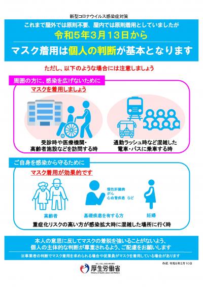 令和5年3月13日からのマスク着用